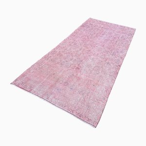 Distressed Nursery Pink Woven Rug, 1960s