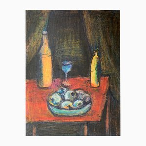Eugeniusz Tukan-Wolski, Bodegón con manzanas, Técnica mixta sobre papel
