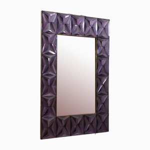Miroir Mural Console Murano en Verre Violet Strong et Laiton