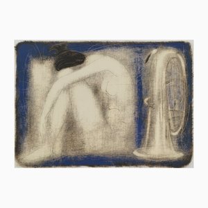 Sergei Timochow, Desnudo con tuba, 2005, Técnica mixta y monotipo sobre papel