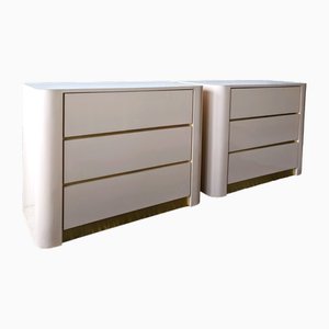 Postmoderner Amerikanischer Vintage Schubladenschrank in Blassrosa & Gold, 1980er
