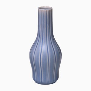 Blue Striped Ceramic Vase by Ewald Dahlskog for Bobergs Fajansfabrik Ab, Sweden, 1930s