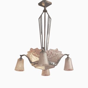 Lampada a quattro braccia di Muller Frères per Muller Frères, Francia, anni '30