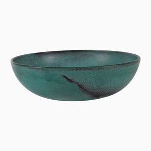 Art Deco Ceramic Bowl with Verdigris Green Glaze by Nils Kähler for Kähler, 1940s