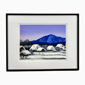 Taku Harada, Wintermorgen, Holzschnitt, gerahmt