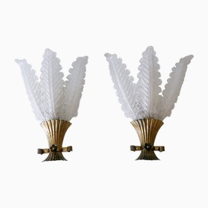 Mid-Century Modern Murano Glass Sconces attributed to Barovier & Toso, Italy, 1950s, Set of 2