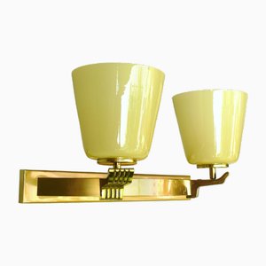 Large Art Deco Wall Lamp in Brass, 1930s
