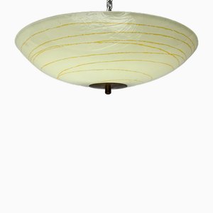 Deutsche Mid-Century Plafoniere Deckenlampe aus Glas mit Zenith Fassungen, 1950er
