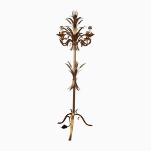 Florentinische Stehlampe aus Vergoldetem Metall, Hans Kögl zugeschrieben, 1970er