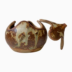 Pot à Onions Verni Brutaliste en Grès par Søren Visby, 1970s