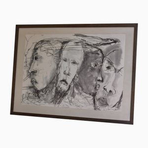 Lennart Ason, Gesichter, 1960er, Mixed Media