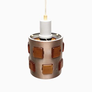 Schwedische Mid-Century Hängelampe aus Glas & Metall, 1960er