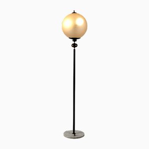 Vintage Stehlampe aus Glas & Metall Marmor, 1960er