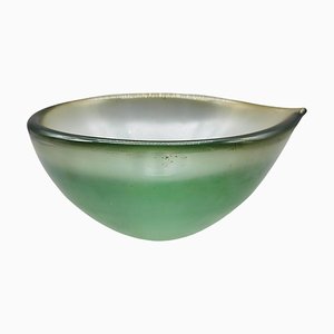 Centrotavola in vetro di Murano verde iridescente e acido di IVR Mazzega, anni '50