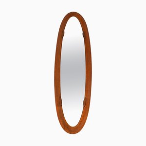 Italian Oval Plywood Mirror attributed to Franco Campo & Carlo Graffi, 1950s