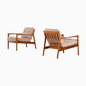 Set of Usa-75 Armchairs attributed to Folke Olsson for Dux, Sweden, 1960s