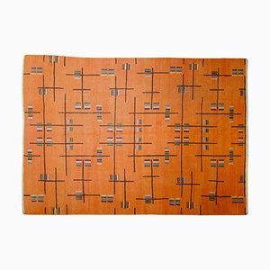 Orangefarbener Teppich mit futuristischen abstrakten dekorativen Motiven von Zeki Muren, 1970er