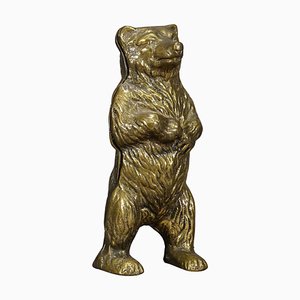 Statua di orso salvadanaio antico in ottone, fine XIX secolo