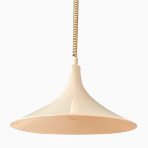Mid-Century White Space Age Witch Hat Pendant Lamp