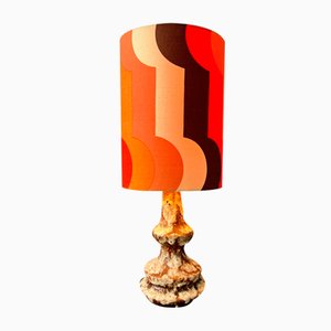 West German Fat Lava Space Age Table Lamp in Orange Ceramic