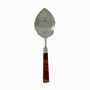 Dutch Silver with Agate Serving Spoon by C.F. Wewer, 1981
