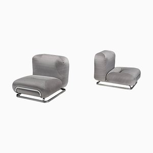 Italienische Sessel aus Mohair & Chrom, 1970er, 2er Set