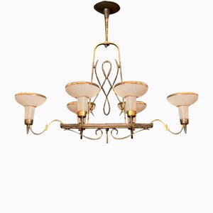 Vintage Chandelier in Gilded Metal, 1950