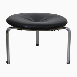 Pk33 Stool in Black Leather by Poul Kjærholm, 1984