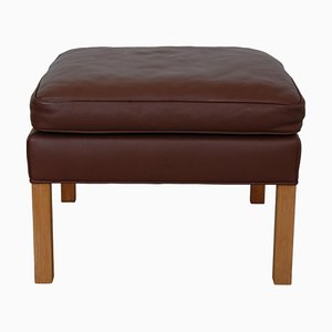 Model 2202 Stool in Brown Leather by Børge Mogensen, 2000s