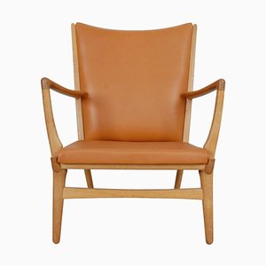 Ap-16 Stuhl aus Eiche & Cognac Anilin Leder von Hans Wegner, 1980er