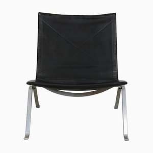 Chaise Pk22 en Cuir Noir par Poul Kjærholm pour Kold Christensen, 1970s