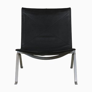 Chaise Pk22 en Cuir Noir par Poul Kjærholm pour Kold Christensen, 1970s
