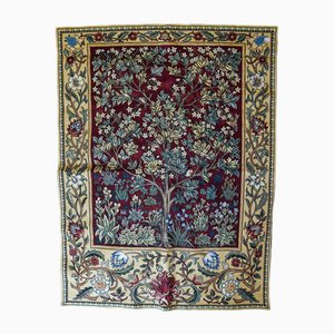 Tapiz floral Aubusson de árbol de la vida grande de estilo medieval