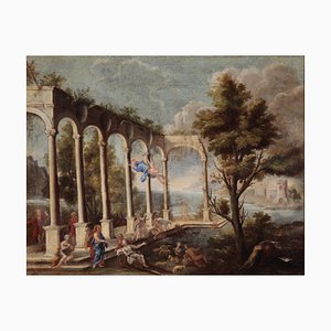 Vincenzo Re, The Swimming Pool of Betzaeta Architectural Capriccio, 18th Century, Oil on Canvas