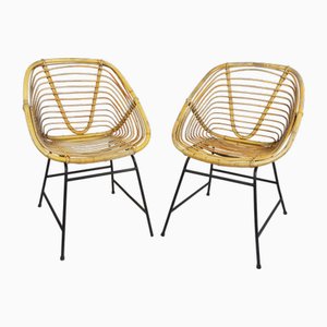 Vintage Korbstühle, 1970er, 2er Set