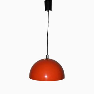 Lampe à Suspension Vintage en Métal Laqué Orange, 1970s