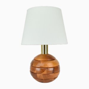 Lámpara de mesa modernista de madera de pino, años 70