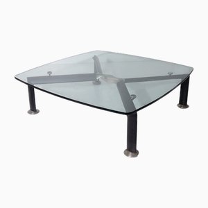 Tavolo quadrato in acciaio e vetro di Osvaldo Borsani per Tecno, anni '60