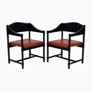 Poltrone in pelle e betulla di Lepokalusto, Finlandia, anni '70, set di 2