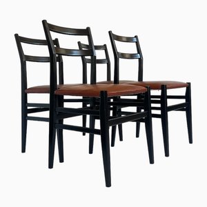 Gio Ponti zugeschriebene Leggera Esszimmerstühle für Cassina, 4 . Set