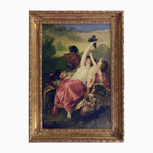 Angelo Granati, Allegory of Bacchus and Euphoria, Oil on Canvas, 1990s, Framed