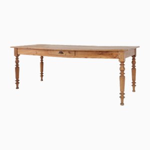 Tavolo da pranzo in stile Wabi Sabi in olmo con cassetto, Francia, metà XIX secolo