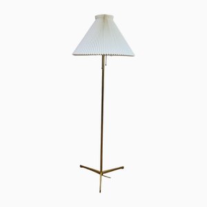 Lampadaire en Laiton avec Abat-jour Le Klint, Danemark, 1960s