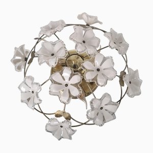 Lampada da soffitto Regency in ottone e acrilico, anni '70