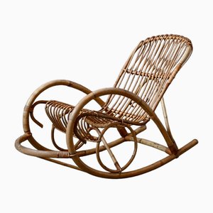 Vintage Schaukelstuhl aus Rattan