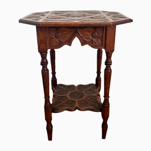 Arts and Crafts Carved Octagonal Side Table