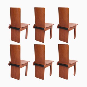 Wooden Chairs attributed to Carlo Scarpa for Gavina, Italy, 1970s, Set of 6