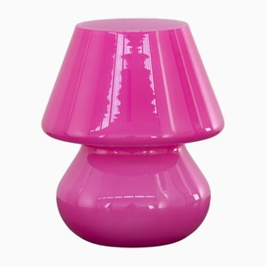 Vintage Italian Fuchsia Mushroom Table Lamp in Murano Glass