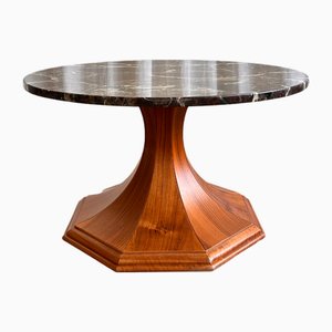 Mesa de centro chocolate con tablero de mármol oscuro de Paolo Buffa, años 50