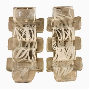 Applique grandi in vetro di Mazzega, anni '70, set di 2